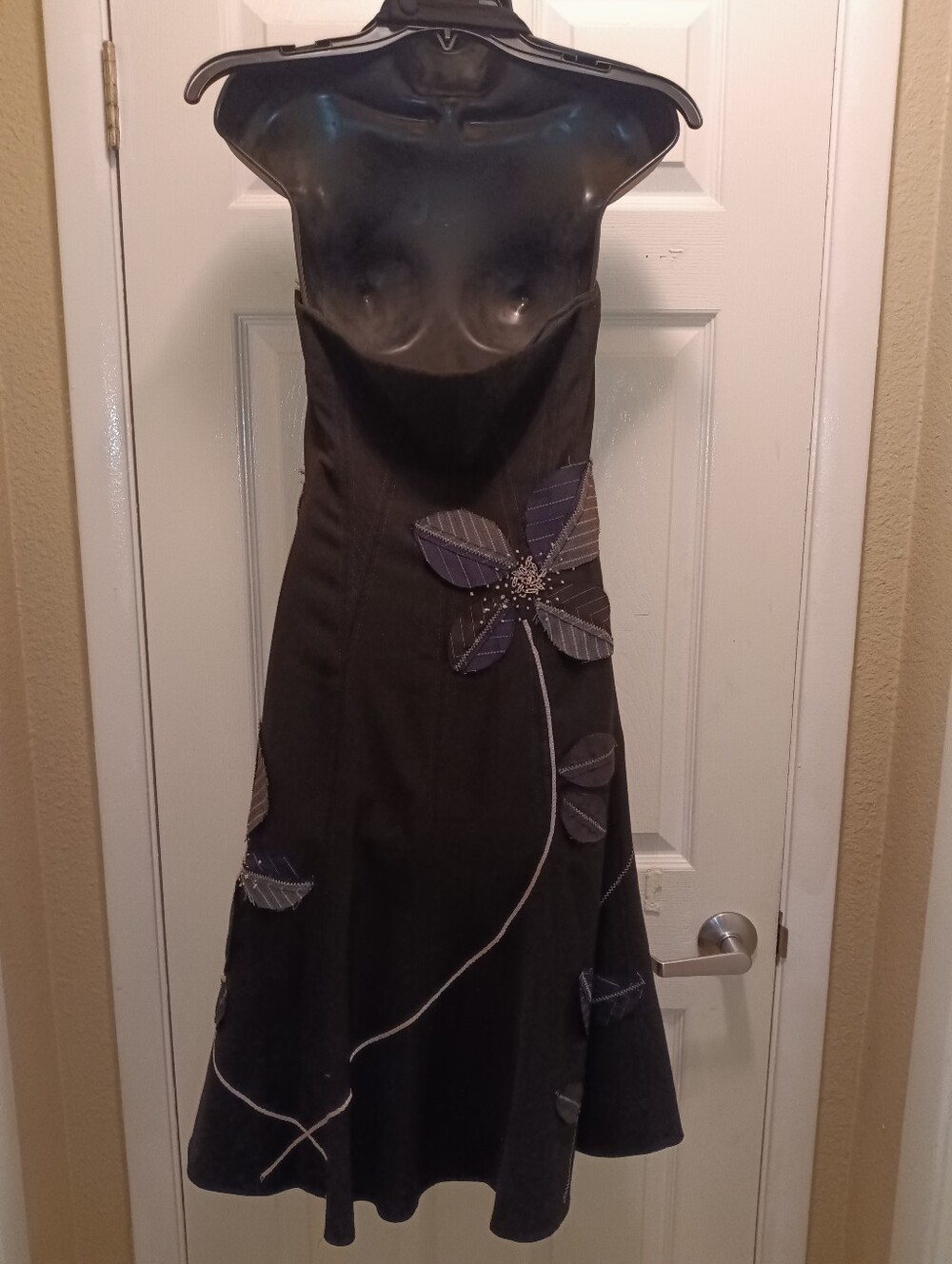 Price Firm Vintage Sue Wong Matching Coat & Dress Set Sz6 Black Blue Grey Beaded - Picture 4 of 12